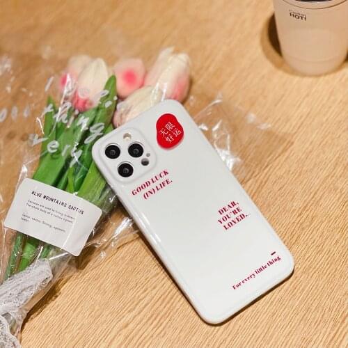 Rotating 3D Red Lucky White Phone Cases for iPhone 12 Pro Max 11 Pro X XS Max XR 7 8 Plus 12 mini Soft IMD Shell Cover