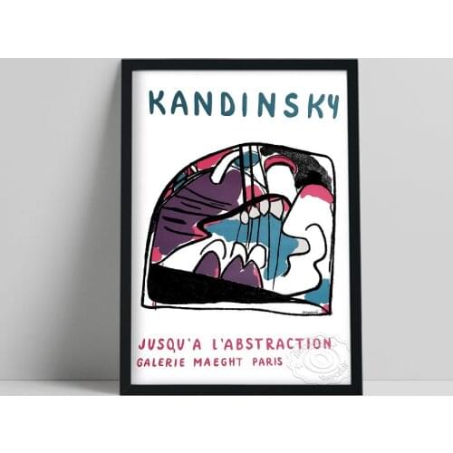 Wassily Kandinsky Exhibition Poster, Kandinsky Jusqu’A L’Abstraction Painting, French Vintage Wall Art, Living Room Wall Decor