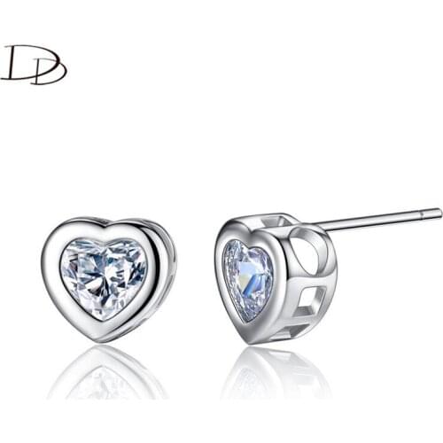 DODO Chic Heart Zircon Stud Earrings for Women Fashion Jewelry White Gold Color Wedding Brincos Wholesale E149