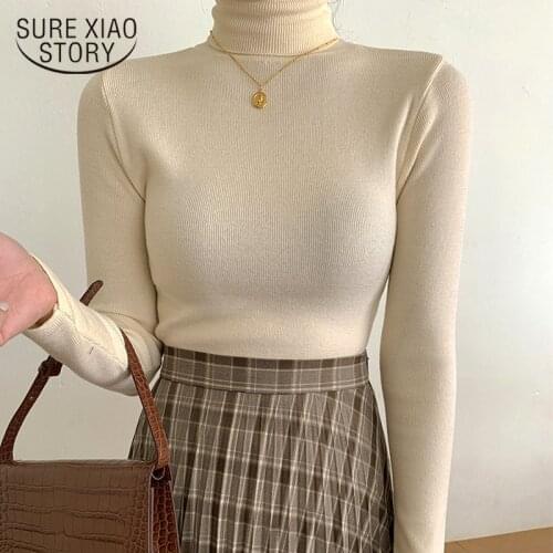 Autumn Winter Vintage Turtleneck Women Knit Sweater Pullover Long Sleeve Womens Solid Sweater Chic Vests Jumper elegant 11325