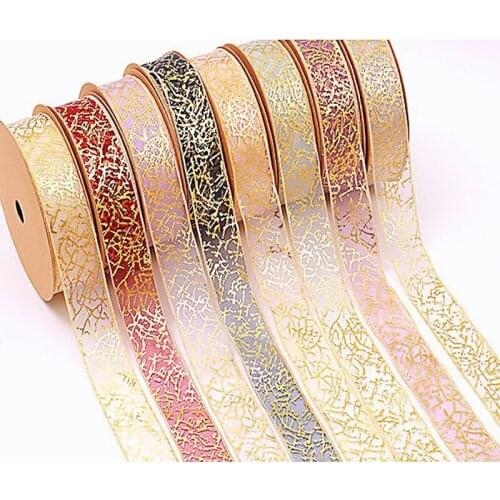 30mm gold gauze ribbon 25 yards DIY handmade material headdress hair bow flower cake gift wrapping shoes hats accessories
