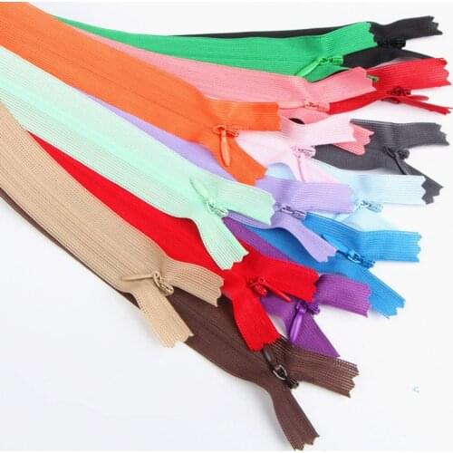 10Pcs 25CM Lace Invisible Zippers Tailor Accessoires Garment Coat Trousers Slider Zipper DIY No.3 Sewing Clothing Closure Zips