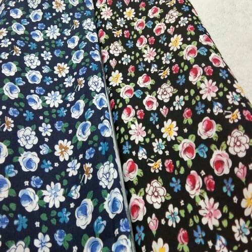 100% Plain Cotton Poplin Black Colorful Flower and Navy Blue FlowerPrinted Cotton Poplin Fabric 50x140cm Tree Fabric Patchwork