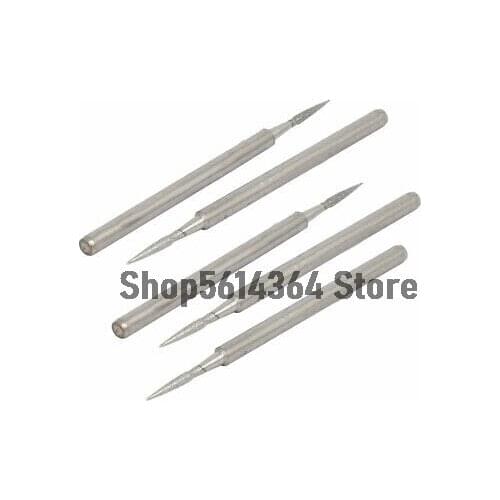 2.35mm Shank 1mm Tip Dia Cone Head Grinding Bit Diamond Mounted Point 5pcs