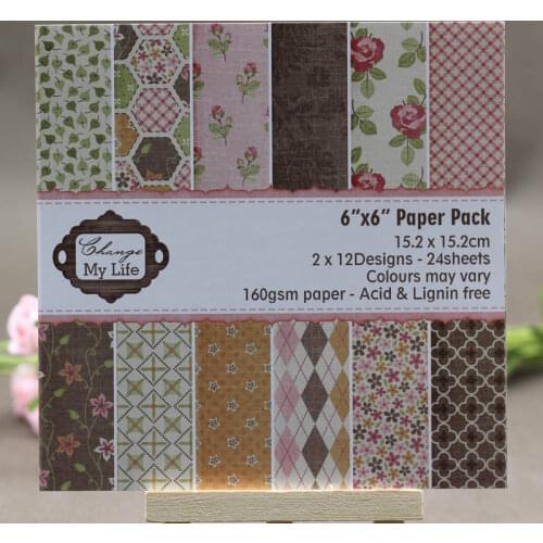 24 Sheets 6"X6" Paper Pad My Life Patterned Paper Scrapbooking Paper Pack Handmade Craft paper craft Background Pad