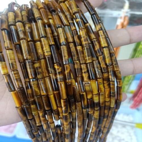 4x13mm Tube Shape Natural Tiger Eye Stone Beads Fit Bracelet Loose Cylinder Rose Quartzs Stone Beads For Jewelry Making DIY