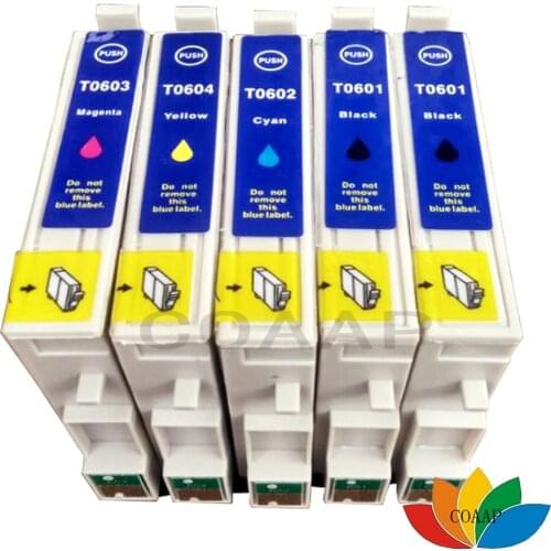 5PCS Compatible 60 ink cartridges for T0601 T0602 T0603 T0604 Epson Stylus C88 CX3800 CX3810 CX4200 CX4800 CX5800F CX7800
