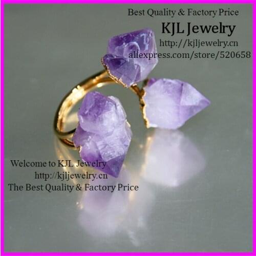 5Pcs Gold Color Druzy Quartz Bezel Ring High Quality Natural Crystal Quartz Gems Stone Druzy Rings for Women Wedding Gift