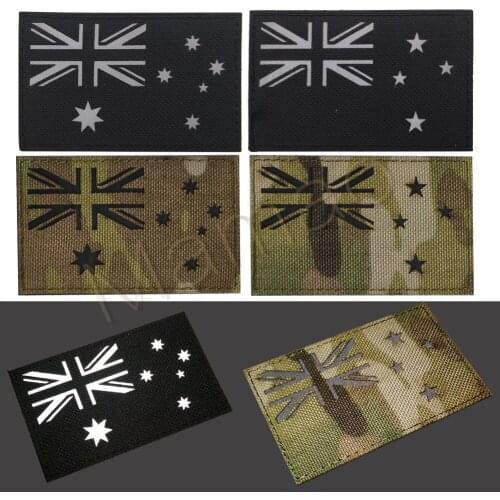 Australia New Zealand Flag IR Reflective Embroidered Patches Tactical Military Patches Australian Flags PVC Badges
