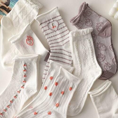 College Cartoon Socks Breathable Lolita Cotton Socks Japanese Sweet Cute Socks Summer Thin Mesh Jk Frilled Socks Socks Harajuku