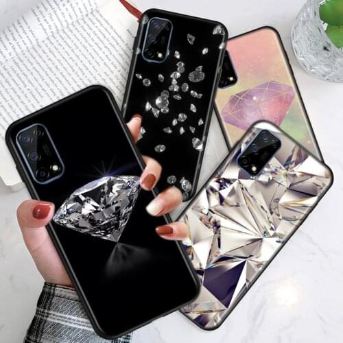 Black Gold Diamond For Realme V15 X50 X7 X3 superzoom X2 C17 C11 C3 7i 7 6i 6S 6 5 Narzo 20 5G Pro Soft Phone Case
