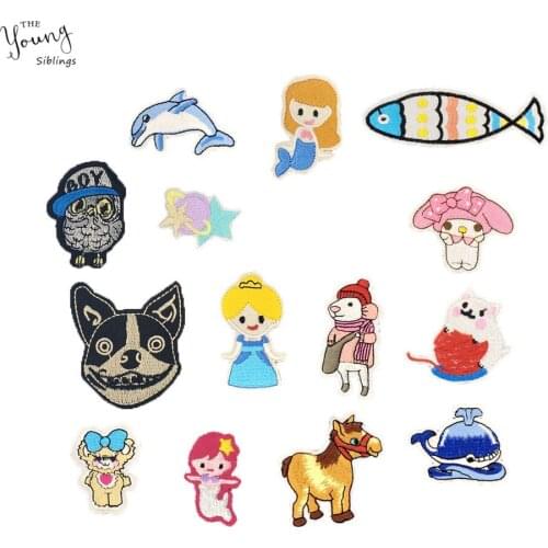 Cartoon Embroidered Childrens Cloth Iron Patch Jacket Jeans Decoration Hot Melt Adhesive Patch Applique Cute Embroidery Badge
