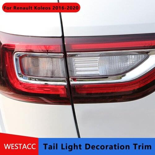 For Renault Koleos 2016 - 2020 4Pcs ABS Chrome Car Rear Tail Light Lamp Decoration Trim Sticker Cover Styling Accessories