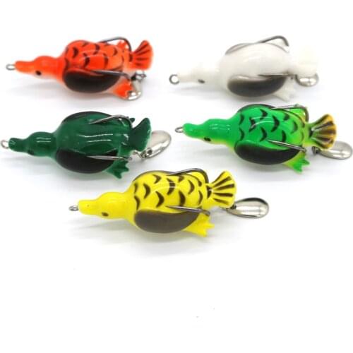 Gorgons 1Pcs Artificial Duck Softbait Top Water Floating BKK Hooks Fishing Soft Frog lure