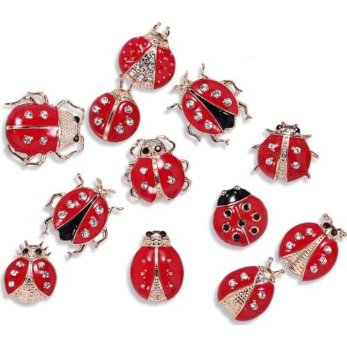 HOSENG Cartoon Red Seven Star Ladybug Insect Brooch Rhinestone Creative Man Woman Collar Jewelry Decoration Enamel Pin HS_136