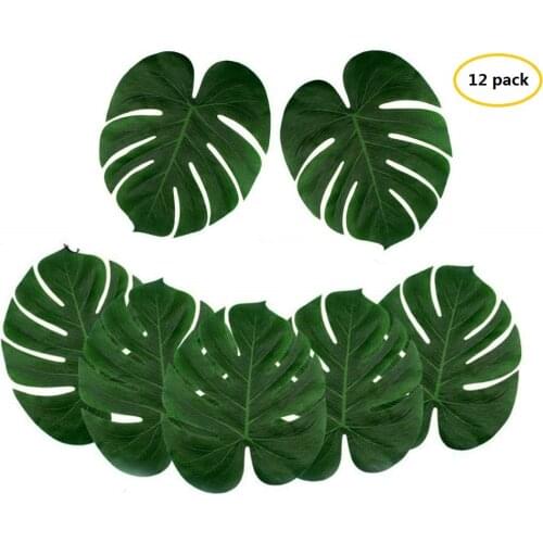 12 Pcs Artificial Palm Leaves Tropical Plant Faux Leaves Safari Leaves for Home, Kitchen, Party, Wedding, Table Decoration