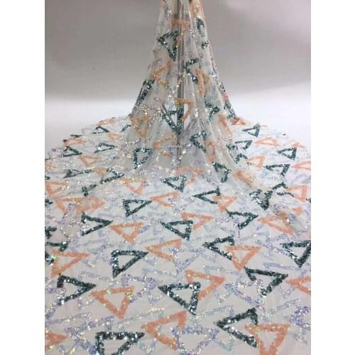 Sequin Lace Fabric Dress, Latest Sequin Wedding Fabric, African Bridal Evening Dress Tulle FJ3605
