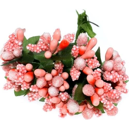 12Pcs Small artificial flowers for wedding stamen wire leaf fake flowers wreath packing scrapbooking decorations