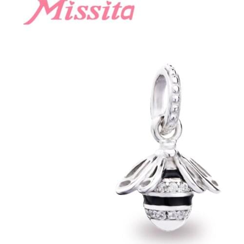 MISSITA Cute Silver Color Color Bee Charms fit Brand Original Charm Bracelet DIY Jewelry Making Women Bracelets Accessories