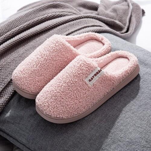 Men Women Winter Slippers Warm Home Plush Soft Slipper Indoors Anti-slip Winter Floor Bedroom Shoes House Slippers Fur Kapcie 46