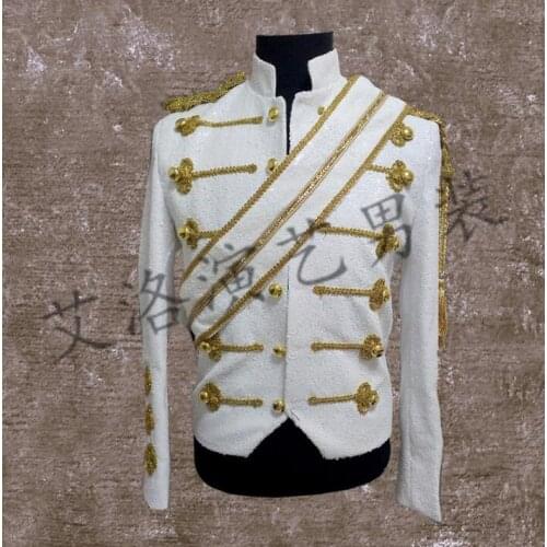 Men Suits Designs Stage Costumes For Singers Men Sequin Blazer Dance Clothes Jacket Style Dress Punk Rock Fashion White Black