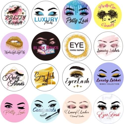 Rainsin 200 pcs Logo Sticker for Lashes Kinds of Size Logo Custom Label for Your Brand Circle Logo Rectangle Logo Square logo