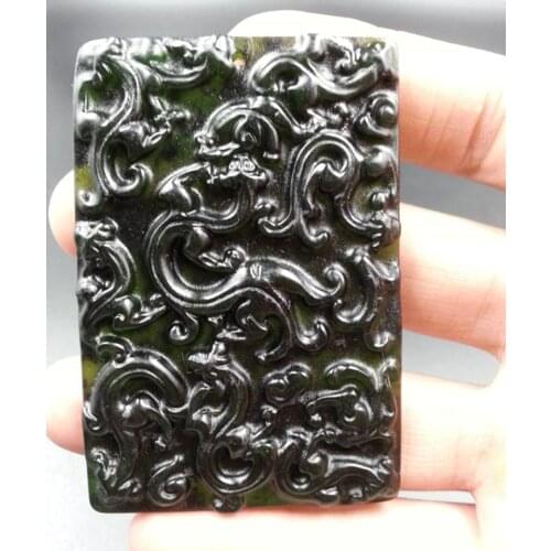 Natural hetian green jade pendant jade gift Dragon pendant necklace brand men women real jade jewelry