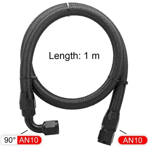 AN10 1Meter Nylon Brained Oil Hose Line Hose Tube With 0Degree 90Degree Swivel Hose End Fitting Installed Burst Pressure 30MPa
