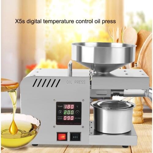 New Temperature Control Stainless Steel Oil Press Full Automatic Household Commercial Oil Press Wholesale X5S 110V/220V