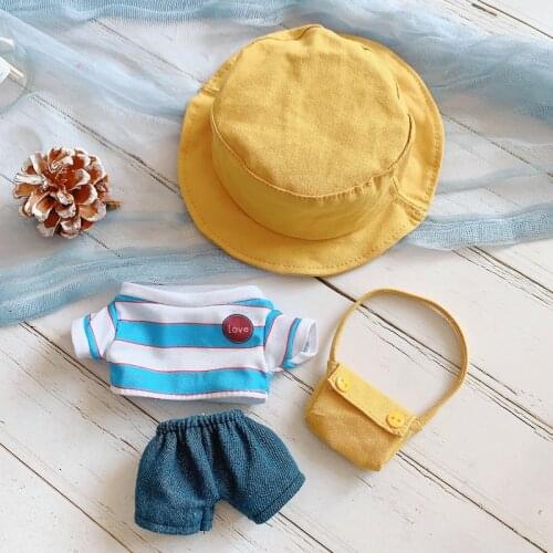 Doll Clothes For 20cm EXO Baby Plush Dolls Clothes Suit+Hat+Bag Toy Dolls Accessories for Korea Kpop EXO idol Dolls accessory