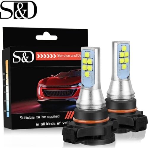 S&D 2pcs H16 LED Fog Bulbs 12V 1400LM LED Car Light Canbus LED Daytime Running Light DRL Lamp Drving Bulb Auto 6000k White