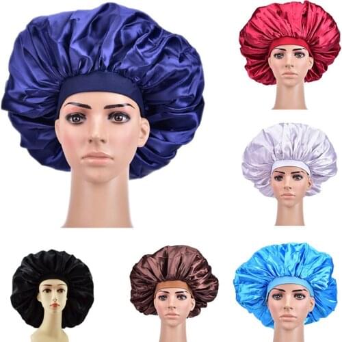 Big Size Silk Sleeping Cap Night Hat Head Cover Bonnet Satin Cheveux Nuit For Curly Hair Care Women Beauty Maintenance Designer