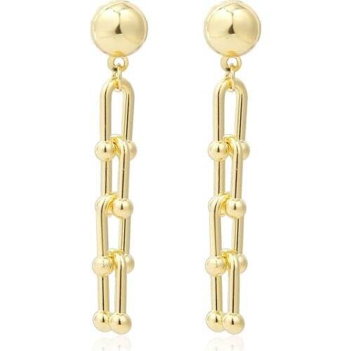 All-match Temperament Minimalist Women U-shaped Round Bead Chain Earrings Exquisite Ring Earrings For Women Girls Jewelry