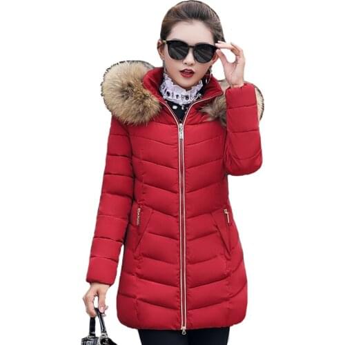 Winter Warm Down Jackets Women Long Parka Hooded Coat Fake Raccoon Large Fur Collar Lady Cotton Padded Outerwear Plus Size 6XL
