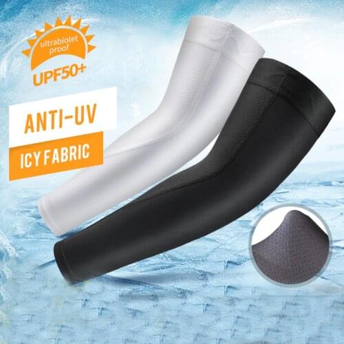 Professional Ice Silk Arm Sleeves Sun Uv Protection Cycling Gaming Arm Warmers White Fishing Basbeatball Golf Elbow Pads