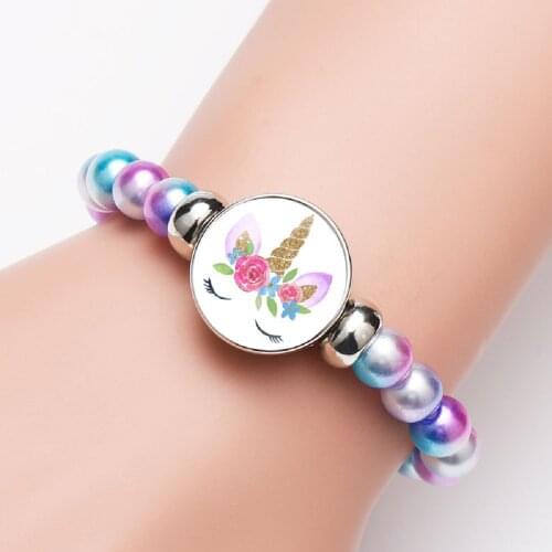 1pc Acrylic Unicorn Bracelet For Girl Birthday Party Decorations Kids Colorful Beads Bangle Children Gifts Supplies