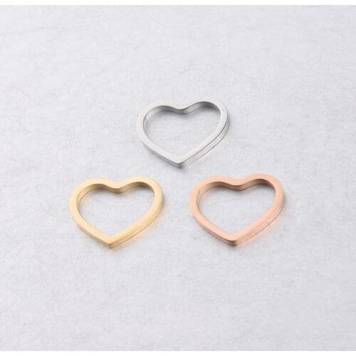 1 PCS Stainless Steel Cute Small Hollow Heart Charm Pendants Classic Simple Gold Color Charm DIY Jewelry Making