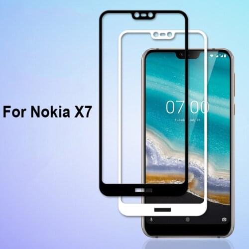 1pcs Ultra-Thin white black color full screen protector Tempered Glass film For Nokai X7 X 7 2018 Screen protective glass film