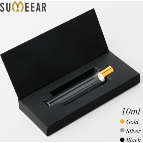 10 Pieces/Lot gift Perfume Bottles Package box With Roll On Essential Oil Bottle Empty Steel Ball Bottle Cosmetic for Travel