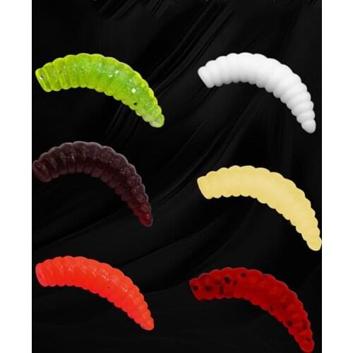100Pcs Bionic Breadworm Fishing Lure Mini Maggots 20mm 0.37g Simulation Bread Bug Worm Soft Plastic Lures Fishing Tackle Pesca