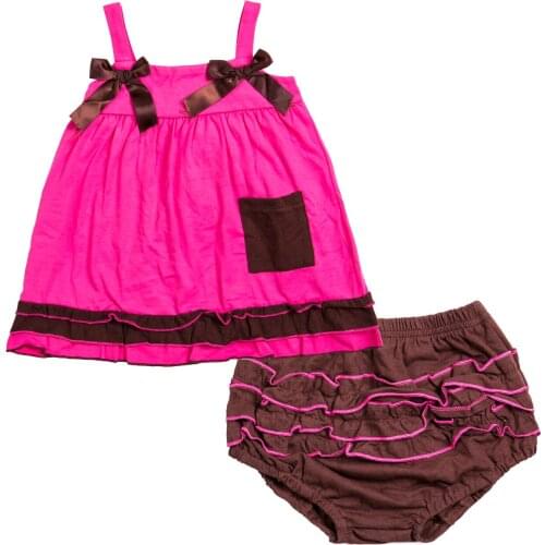 2020 NEW FASHION Children cute clothes sets 2pcs bowknot cotton clothing outfits sets