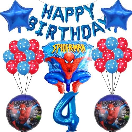 39pcs Spiderman Foil Helium Balloons 32inch blue Number balloon hero Birthday Party Decoration Kids Toys Air Globos boy supplies
