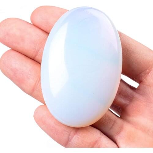 Opalite Palm Stone Crystal - Natural Chakra Reiki Polished Healing Love Oval Pocket Worry Stone Crystals