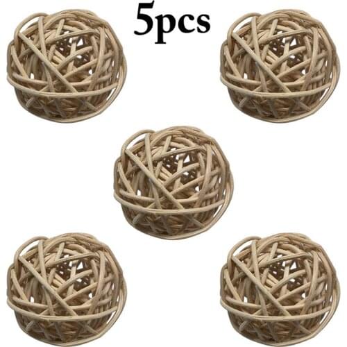 5Pcs/Set Solid Color Rattan Balls Decor DIY Home Decor Accessories Creative Sepak Takraw Rattan Decor For Wedding Party