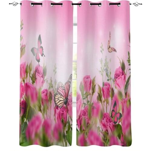 Butterfly Flowers Leaves Starlight Window Treatments Curtains Valance Window Blinds Bedroom Curtains Kids Room Decor