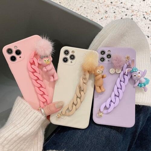 Luxury Cartoons Cute Bracelet Phone Cases for iphone 11 pro max X XS XR 7 8 Plus SE 2020 12 mini Colorful Chain Soft Back Cover