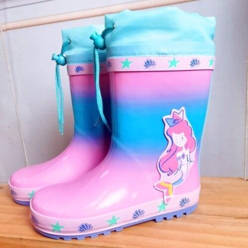 Mermaid Princess Childrens Rain Boots Girls Baby Students Water Shoes