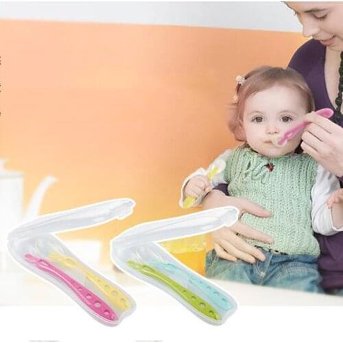Baby Cutlery For Children 2 Spoon with Carry Box Flexible Baby Feeding Spoon Infant Feeding Spoon Fork Safety Eating Tools