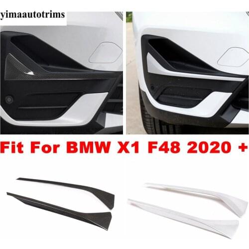 For BMW X1 F48 2020 2021 Front Bumper Fog Lights Lamps Eyebrow Stripes Cover Trim ABS Chrome / Matte / Carbon Fiber Exterior