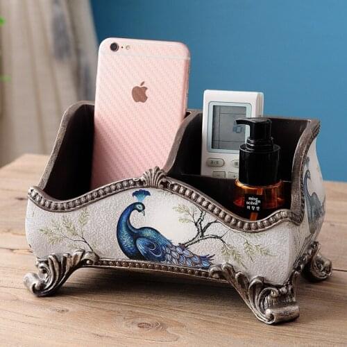 European dressing table desktop home cosmetics storage box large size skin care products multi-function remote control storage c